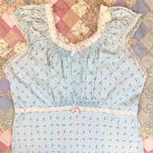 Blue Dainty Vintage 50s to 60s Bias Cut Maxi Nightgown by “Francine” Sz 42